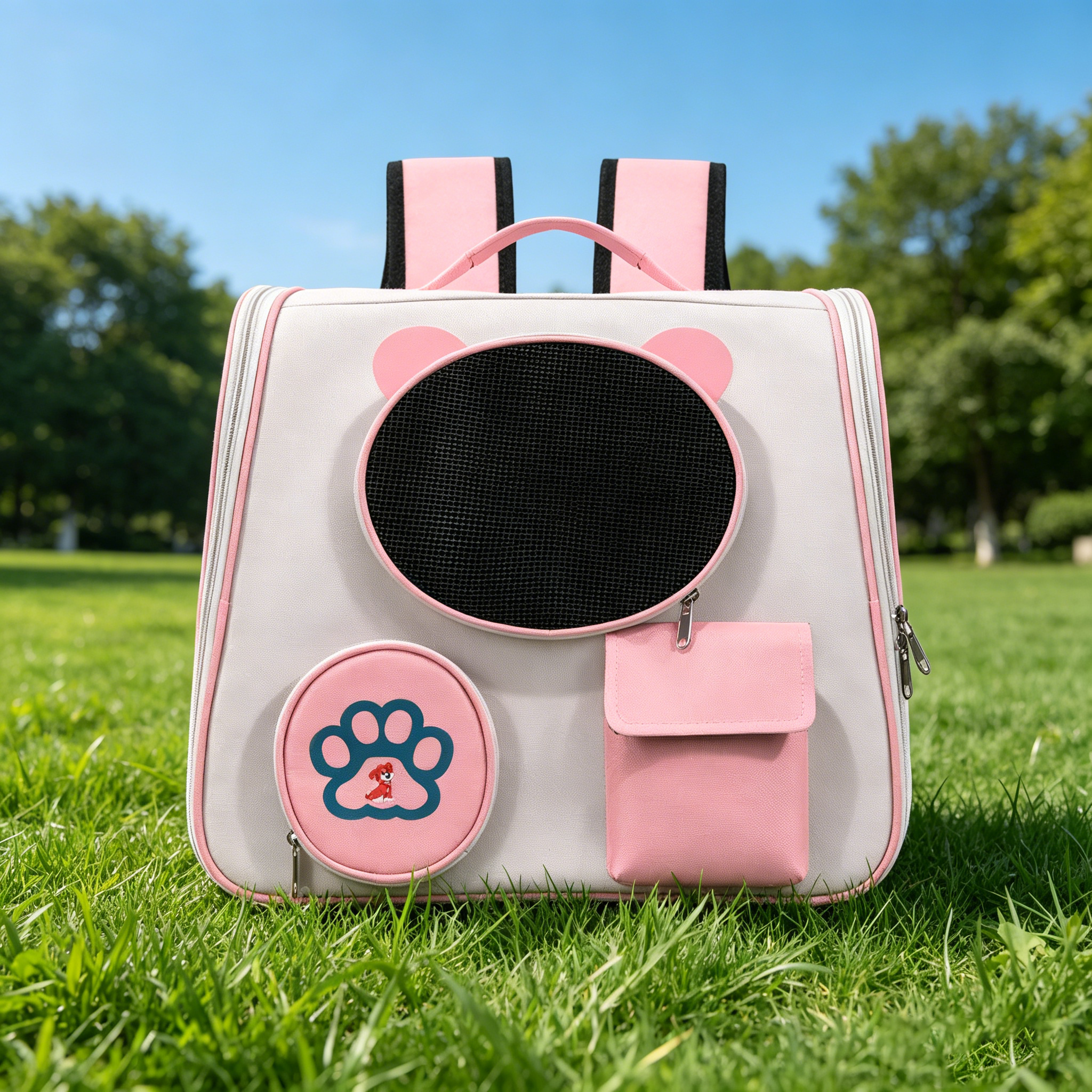 pink square space capsule pet backpack pink square space capsule pet backpack