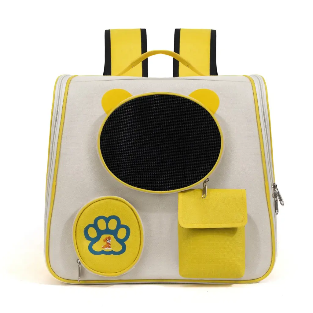 yellow square space capsule pet backpack